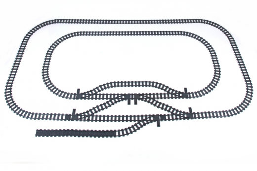 STS Klemmbausteine Eisenbahn Schienenkreis XL - Oval Innerer Schienenkreis groß mit Abstellgleis - 102 Teile